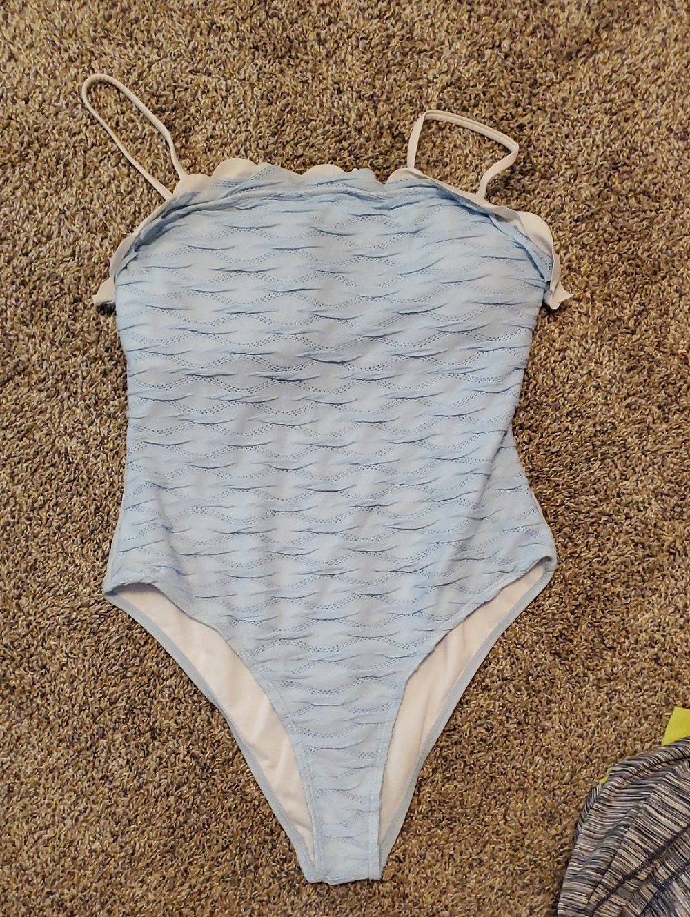 Light Blue Textured One-Piece Swimsuit